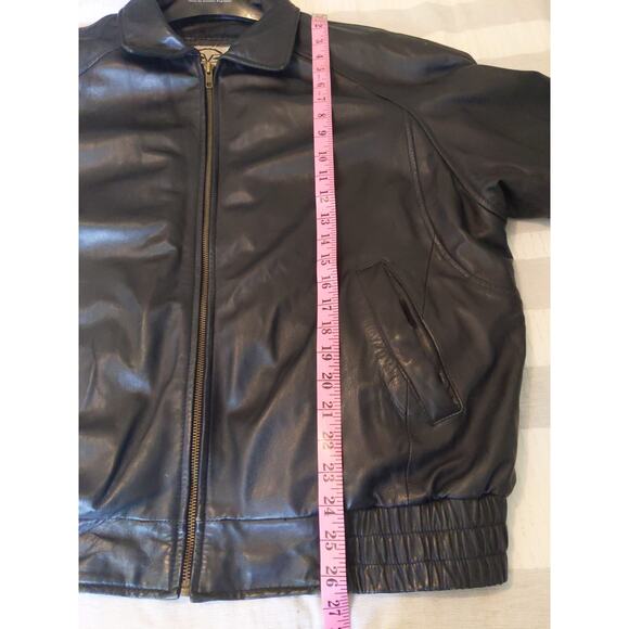 Corvette Black Leather Jacket Men's Size L Genuine GM Licensed Zip Front Bomber - Picture 4 of 8